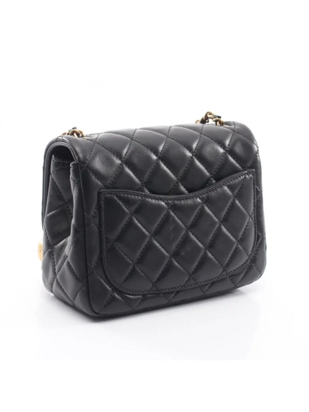 Chanel Shoulder Bag Mini Quilted Black Lambskin Chain